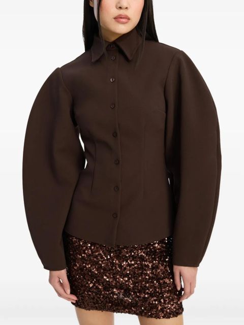 ROTATE BIRGER CHRISTENSEN puff-sleeve shirt - Brown