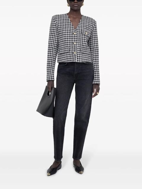 ANINE BING Cara houndstooth-pattern blazer - Black