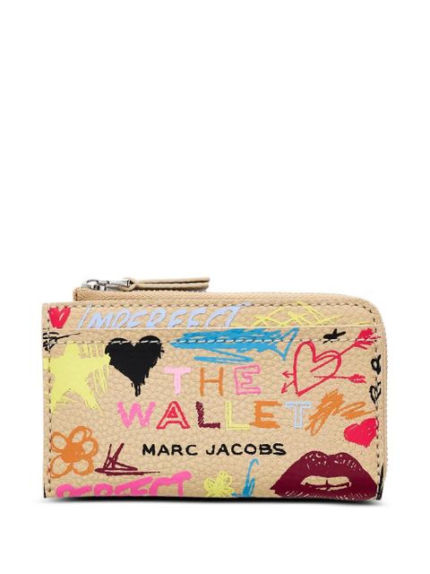 Marc Jacobs scribble top zip leather wallet - Neutrals - zdjęcie produktu nr 1