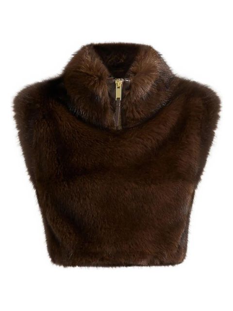 Manière De Voir Nyla high-neck zip vest - Brown - zdjęcie produktu nr 1