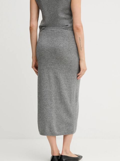 OUI spódnica z wełną kolor szary maxi ołówkowa 88299