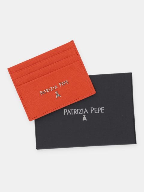 Patrizia Pepe etui na karty skórzane kolor pomarańczowy CQ7001 L001