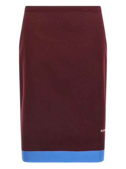 Miu Miu embroidered-logo split midi skirt - zdjęcie produktu nr 1