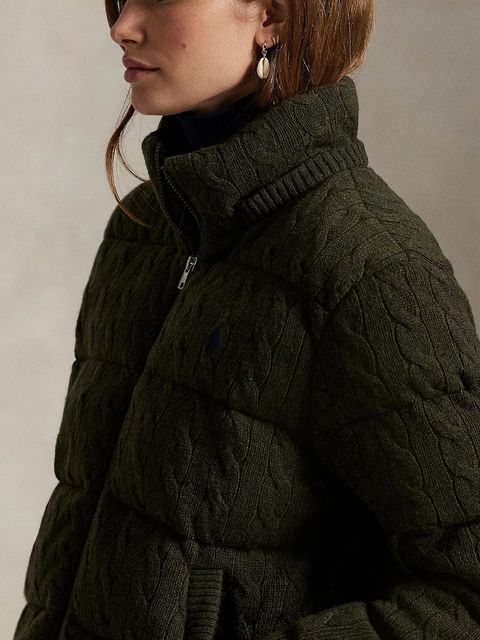 Polo Ralph Lauren kurtka wełniana kolor zielony zimowa oversize 211A92614