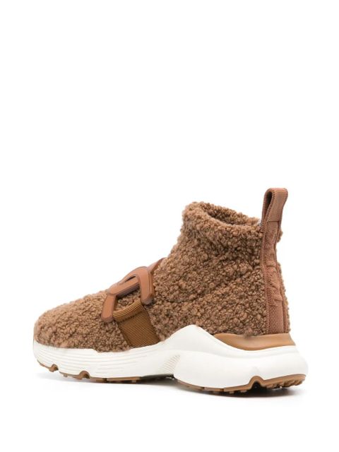 Tod's shearling logo-plaque sneakers - Brown