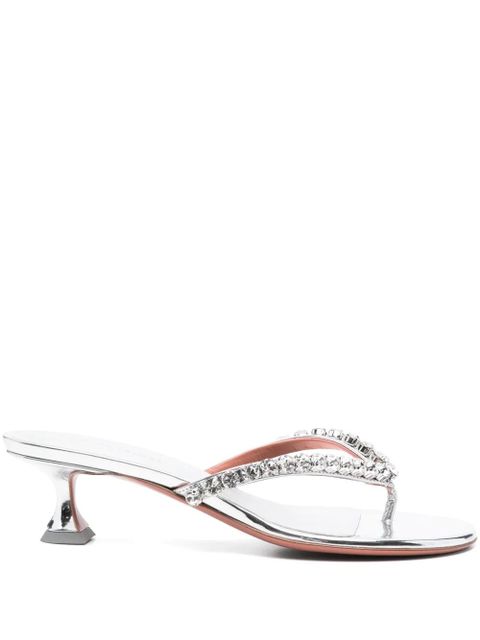 Amina Muaddi 45mm crystal-embellished mules - Silver - zdjęcie produktu nr 1