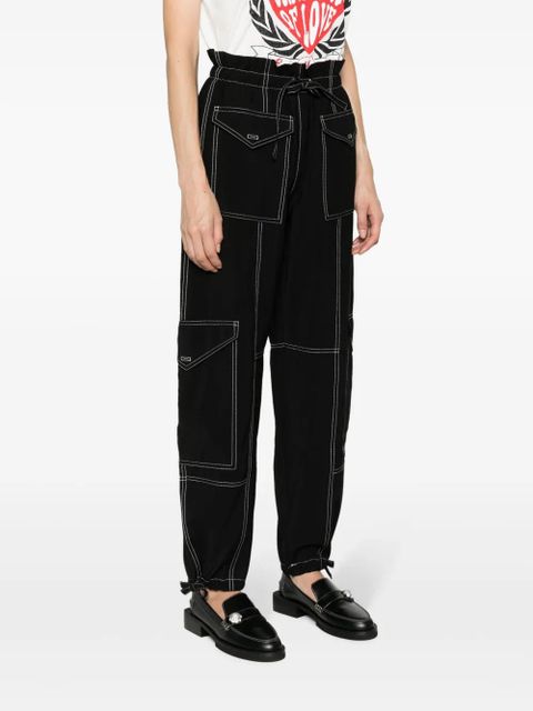 GANNI paperbag-waist cargo trousers - Black