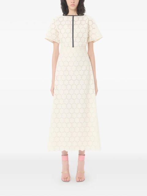 Valentino Garavani midi dress in Fleurs à Jours cotton - Neutrals