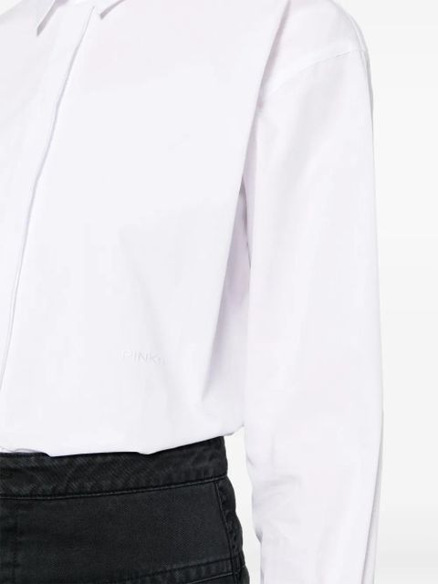 PINKO embroidered-logo poplin shirt - White