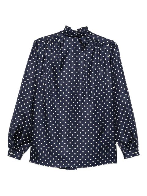 Valentino Garavani polka-dot ruffled shirt - Blue