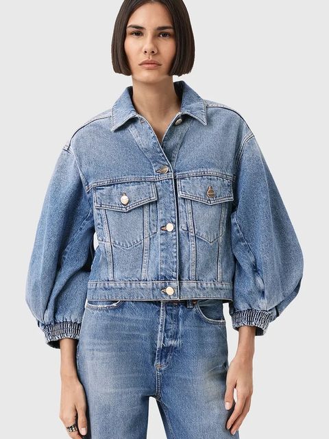 AllSaints kurtka jeansowa LUCA kolor niebieski przejściowa W031OD - zdjęcie produktu nr 1