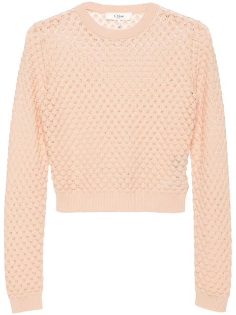 Chloé cropped pointelle-knit jumper - Neutrals - zdjęcie produktu nr 1
