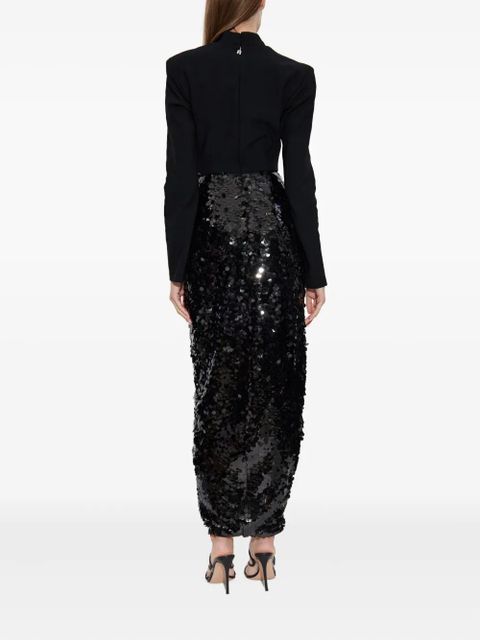 ROTATE BIRGER CHRISTENSEN knot-detail sequin maxi dress - Black