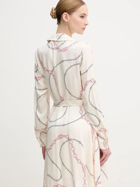 Tommy Hilfiger sukienka kolor beżowy mini rozkloszowana WW0WW44664