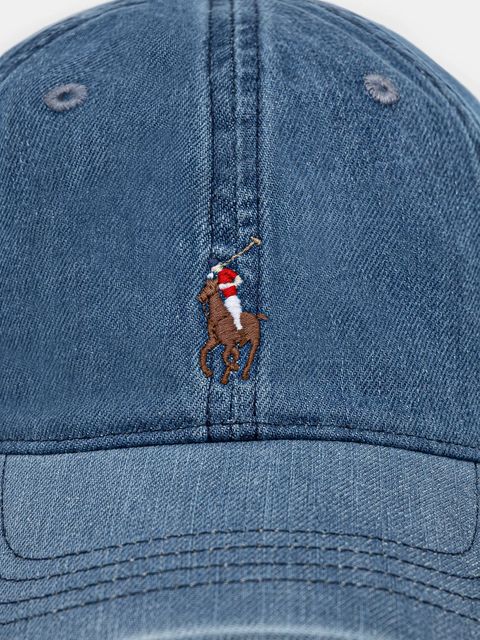 Polo Ralph Lauren czapka z daszkiem bawełniana kolor niebieski z aplikacją 211967367