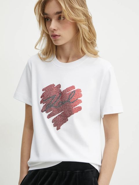 Karl Lagerfeld t-shirt bawełniany damski kolor biały A1W17115