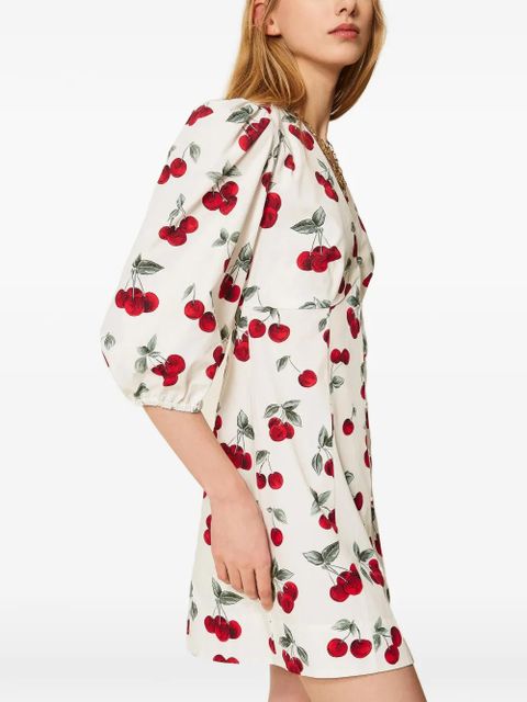 TWINSET V-neck cherry-print mini dress - White