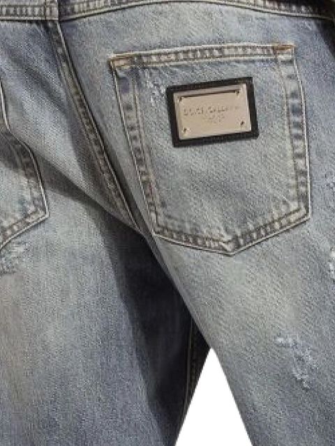Dolce & Gabbana distressed logo-plaque jeans - Blue - zdjęcie produktu nr 2