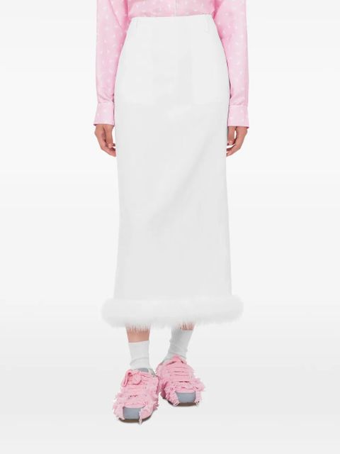 Moschino two-pocket fur-trim midi skirt - White