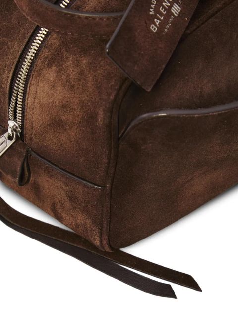 Balenciaga Carrie clip two-top-handles bowling shoulder bag - Brown