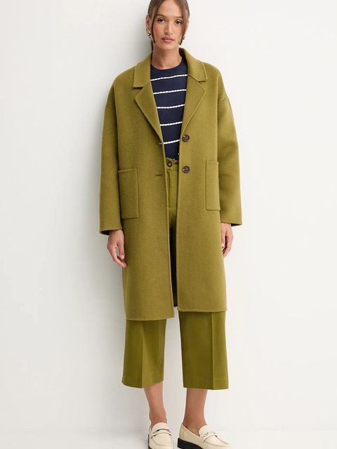 United Colors of Benetton płaszcz z wełną kolor zielony 28F7DN082 - zdjęcie produktu nr 2