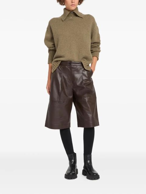 Yves Salomon lamb-leather bermuda shorts - Brown - zdjęcie produktu nr 2