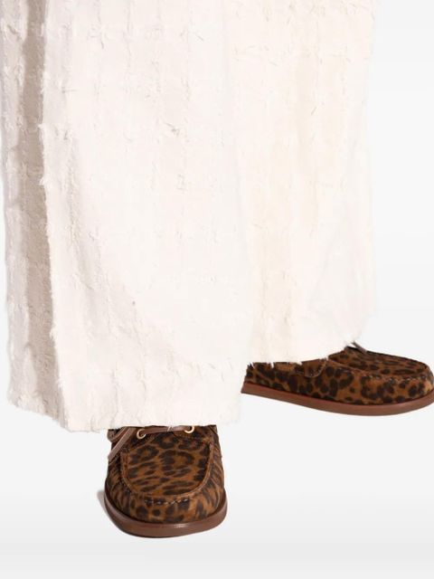 Gianvito Rossi Vandé leopard print lace-up boat shoes - Brown