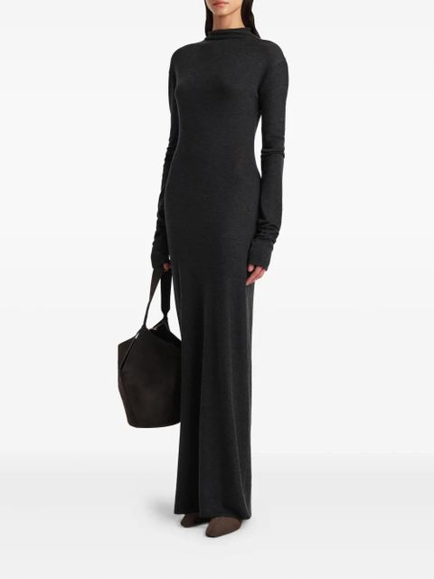 KHAITE roll-neck long-sleeve dress - Grey