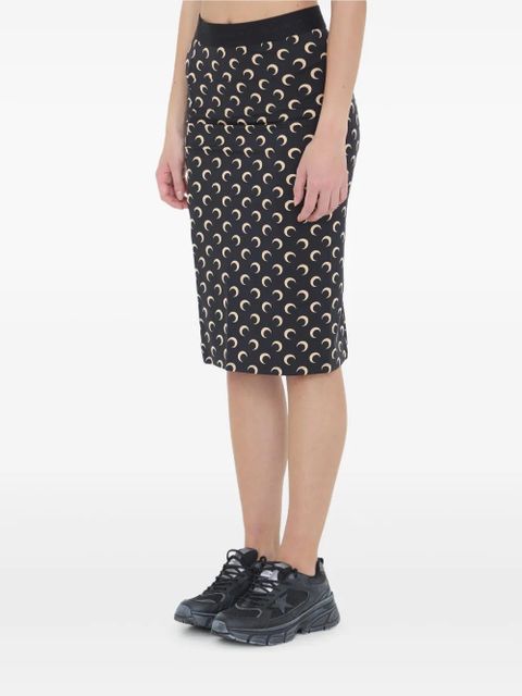 Marine Serre moon-print midi skirt - Black