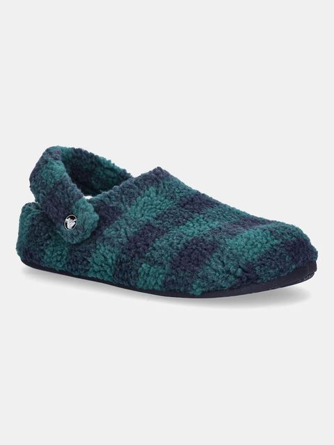 Crocs kapcie Classic Buff Check Cozzzy Slipper kolor granatowy 210755 - zdjęcie produktu nr 1