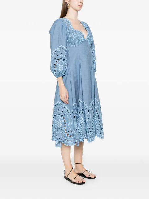 Charo Ruiz Ibiza Corbin puff-sleeves midi dress - Blue