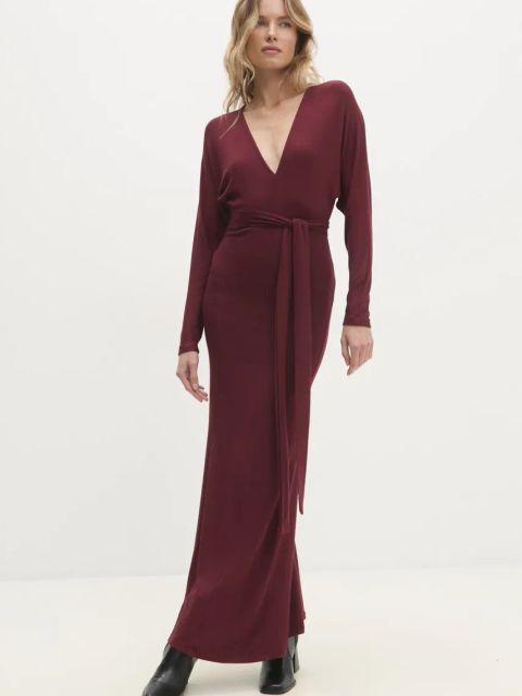 Answear.LAB sukienka kolor czerwony maxi prosta