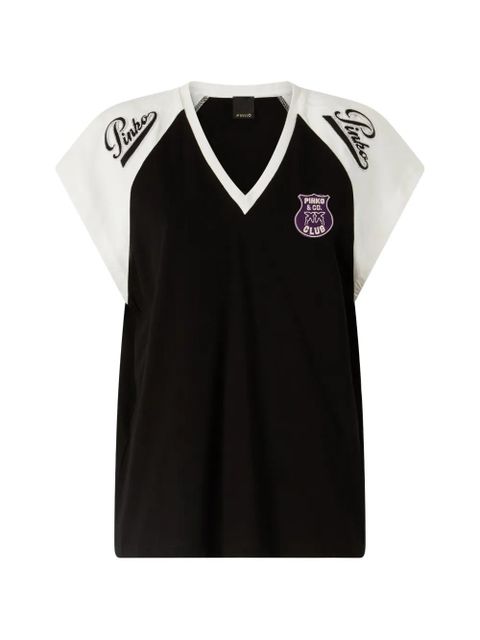 PINKO V-neck embroidered T-shirt - Black - zdjęcie produktu nr 1
