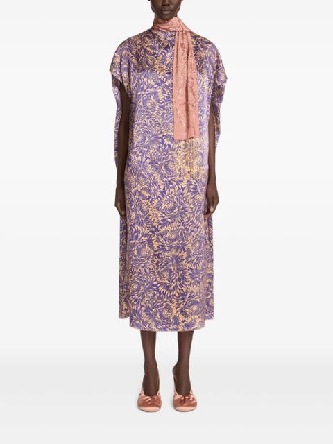 DRIES VAN NOTEN printed silk midi dress - Purple