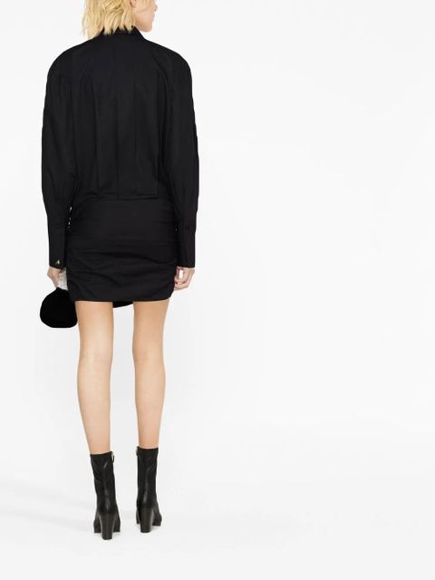 The Attico asymmetric-hem shirt dress - Black