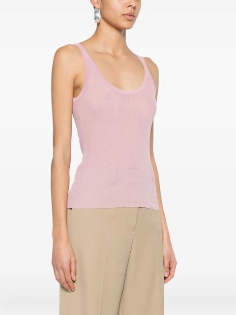Max Mara semi-sheer fine-ribbed top - Pink