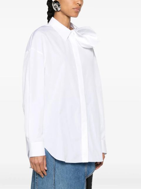 Alexander McQueen Orchid-appliqué poplin shirt - White