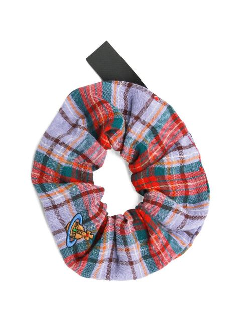 Vivienne Westwood embroidered plaid scrunchie - Purple - zdjęcie produktu nr 1