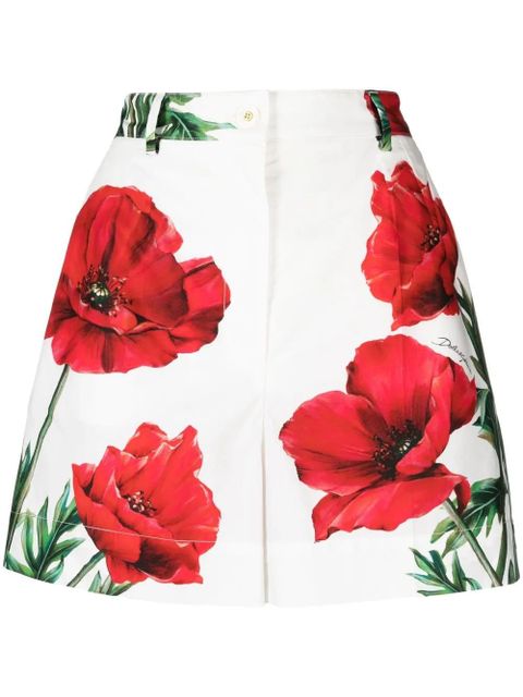 Dolce & Gabbana floral-print cotton tailored shorts - White - zdjęcie produktu nr 1