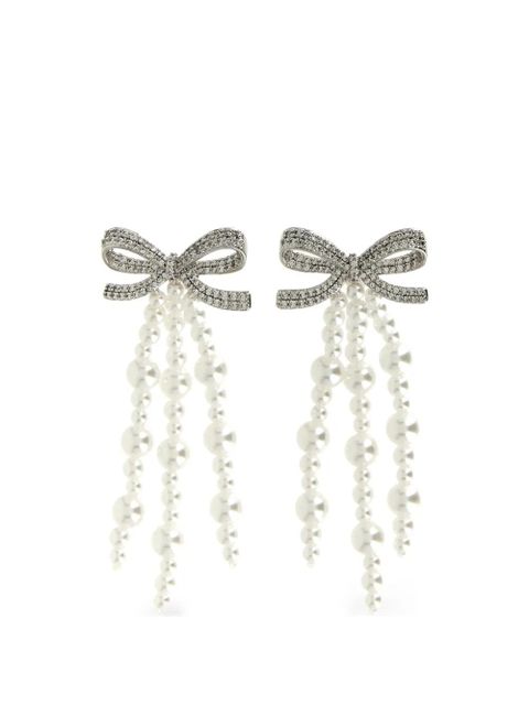 Self-Portrait bow pearl earrings - Silver - zdjęcie produktu nr 1