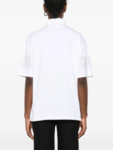 Coperni crystal-striped polo shirt - White