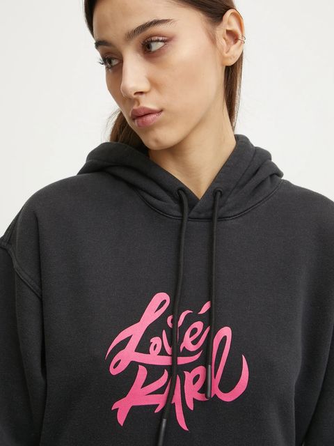 Karl Lagerfeld Jeans bluza bawełniana damska kolor czarny z kapturem z nadrukiem A1W20093 - zdjęcie produktu nr 2