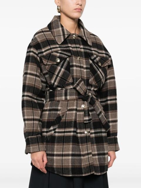Maje plaid belted coat - Brown