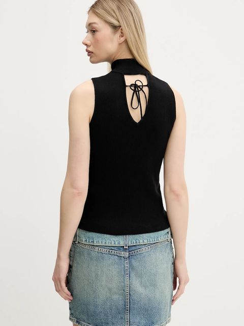 Karl Lagerfeld Jeans top kolor czarny z półgolfem A3W18013