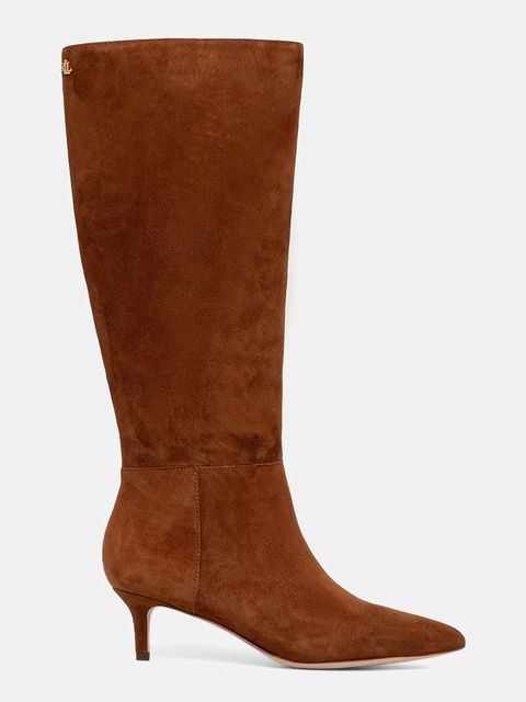 Lauren Ralph Lauren kozaki zamszowe Mckay Tl Hl damskie kolor brązowy na szpilce 802967811003 - zdjęcie produktu nr 2