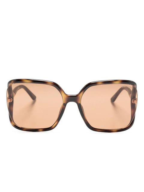 TOM FORD Eyewear tortoiseshell oversize-frame sunglasses - Brown - zdjęcie produktu nr 1