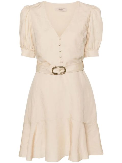 TWINSET puff-sleeves flared midi dress - Neutrals - zdjęcie produktu nr 1