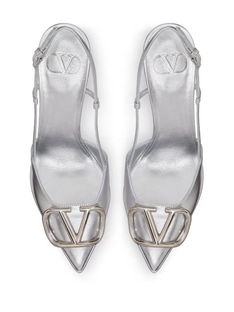 Valentino Garavani VLogo metallic leather pumps - Silver