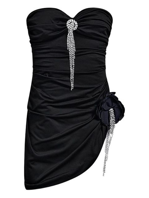 AREA crystal-embellished draped mini dress - Black - zdjęcie produktu nr 1