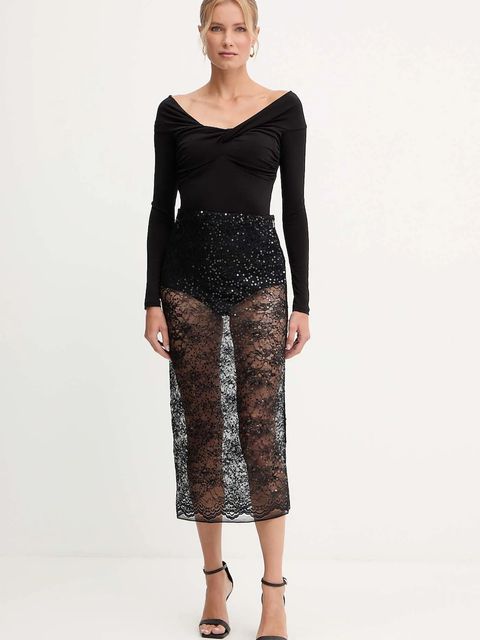 Patrizia Pepe spódnica kolor czarny midi prosta 2G1037 J341 - zdjęcie produktu nr 2